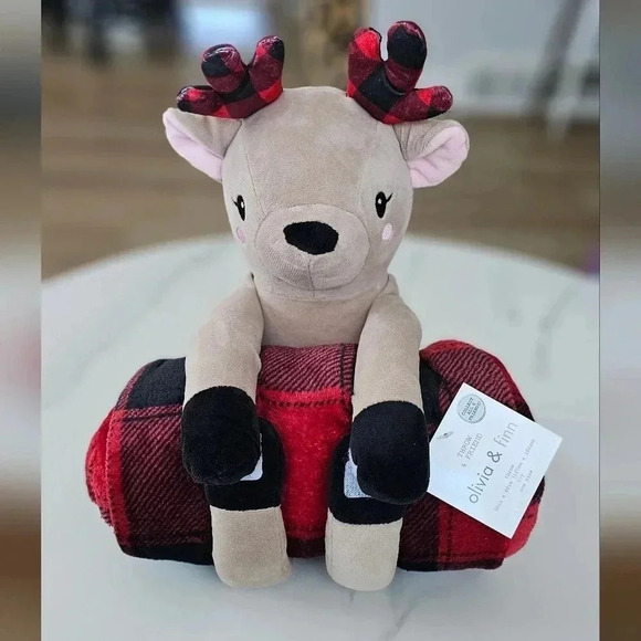 Holiday Reindeer Throw and Friend - Picture 3 of 4